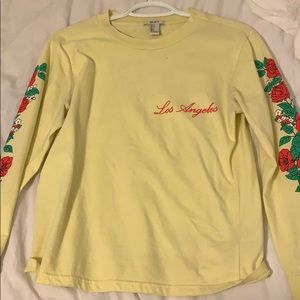 Forever 21 yellow Long sleeve shirt with roses